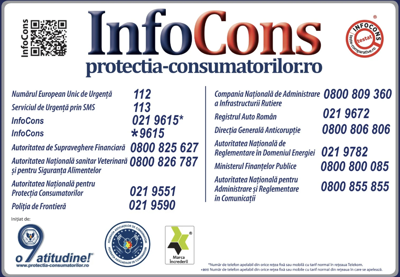 Afiș InfoCons protecția consumatorilor